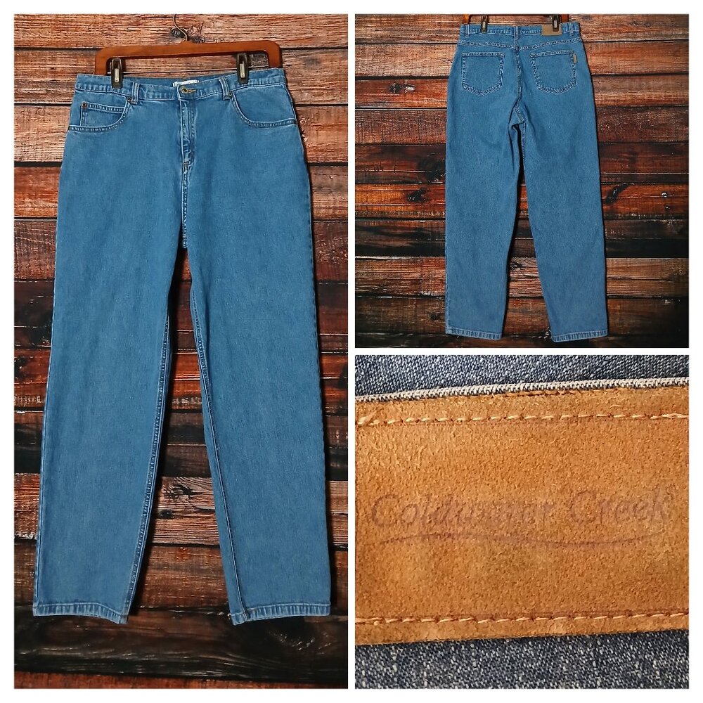 Coldwater Creek Vintage Jeans 14 Petite Mom Style High Rise Straight Blue Denim